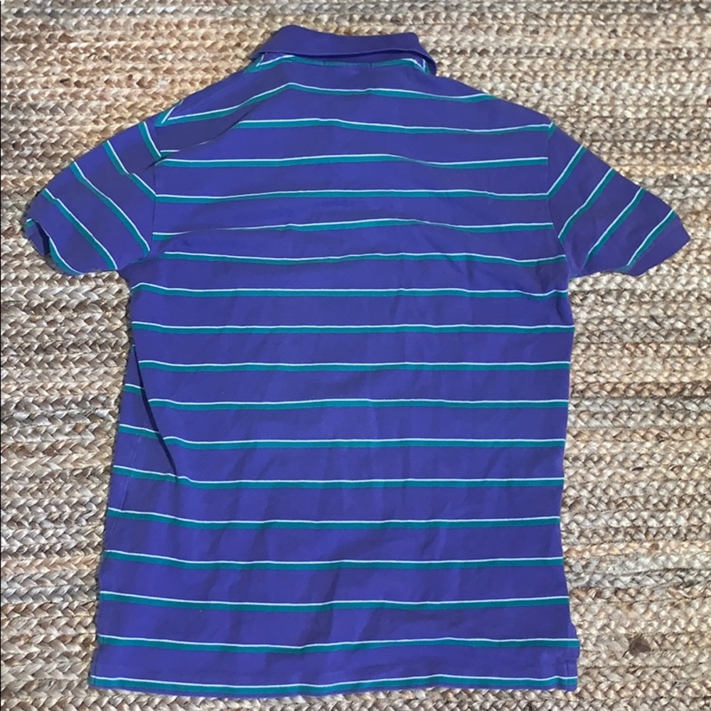 Striped Polo collard shirt medium (purple & green) - Picture 3 of 3